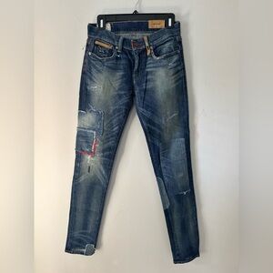Polo Ralph Lauren Colorado Western Indian Beaded Distressed Patchwork Jeans 26